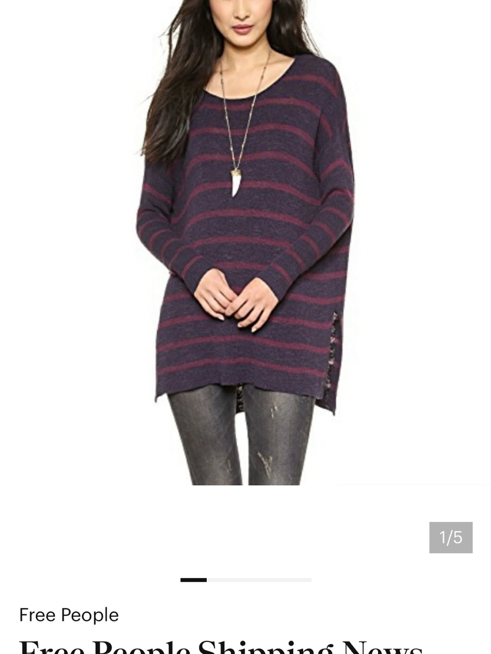 Free People Shipping News Sweater Tunic Size Small